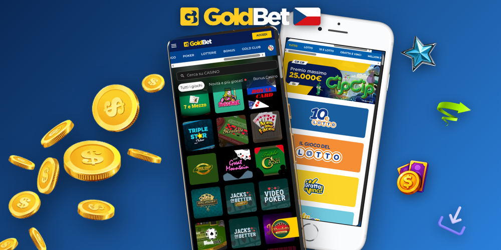 Android telefon s dokončenou instalací Goldbet Casino APK a zlatými akcenty v pozadí