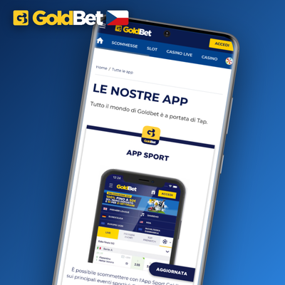 Ikona slotů pro stažení Goldbet Casino aplikace s herními symboly ve zlaté paletě