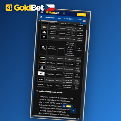 Bankovní převod pro vyšší výběry výher v Goldbet Casino spolehlivě a bezpečně
