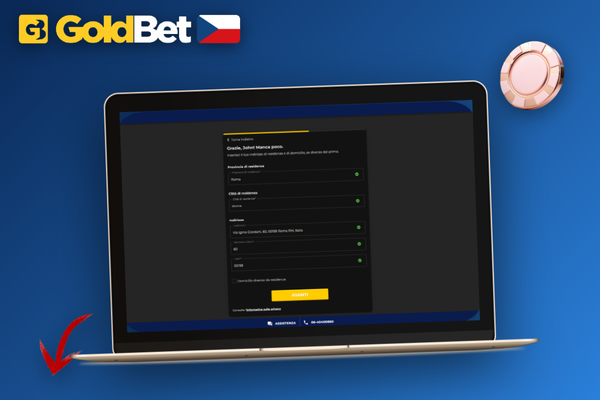 Hráč vybírá metodu registrace v Goldbet Casino CZ na notebooku v obývacím pokoji