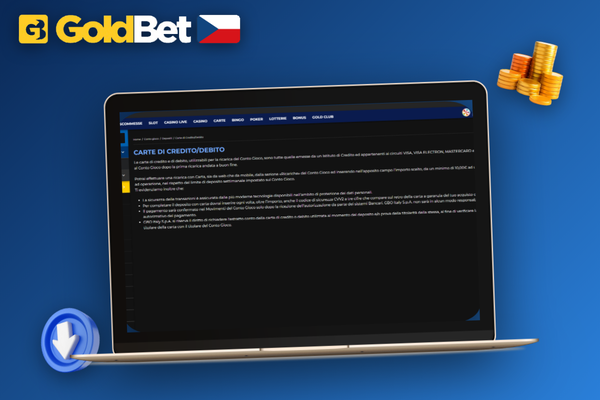 Hráč dokončuje bezpečný vklad v Goldbet Casino z ověřeného osobního účtu