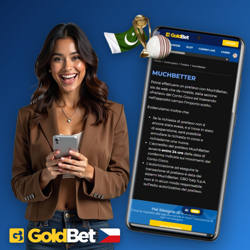 Goldbet Casino výběr peněz – hráč potvrzuje výběr výher na mobilním telefonu